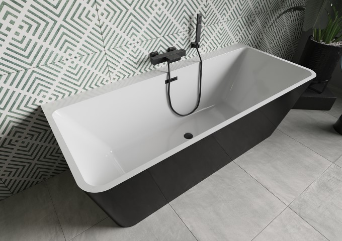 moderni laisvai stovinti sieninė vonia 170x80 cm